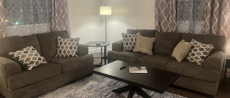 Living room with queen sofa sleeper