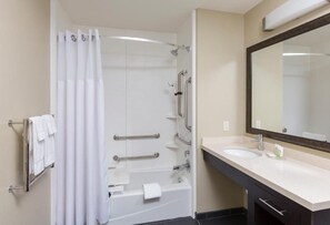 Get ready for your day in the lovely bathroom.