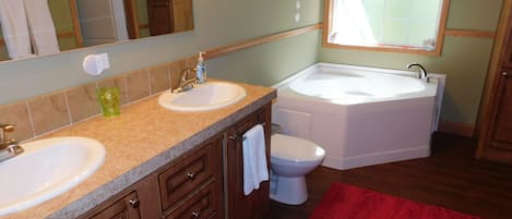 Soaking tub with double sink