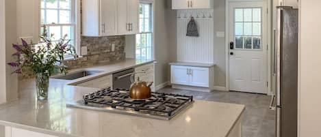 Newly remodeled kitchen with top of the line appliances. 