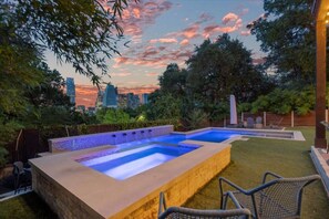 Downtown Austin City views from pool, swim up bar, hot tub and incredible entertaining areas..