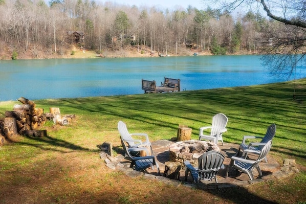 Firepit and Private Dock