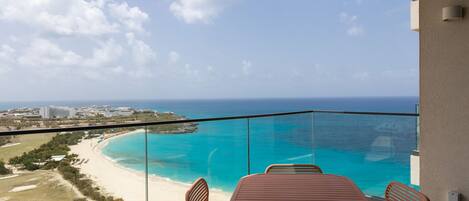 A balcony with a great view of Mullet Bay