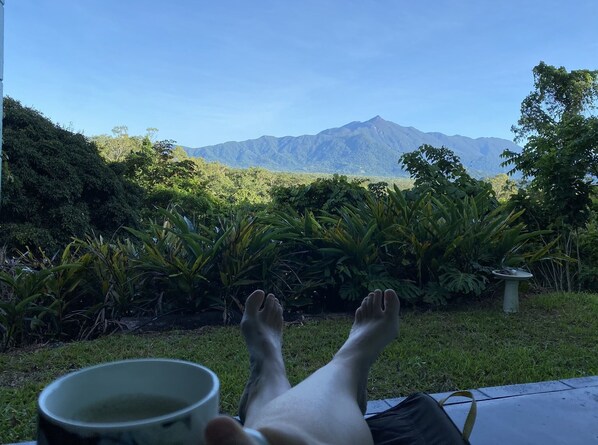Morning coffee with view of Thornton Peak