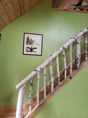 Custom Birch railing to loft.