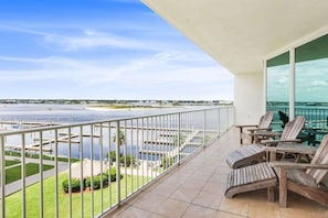 expansive balcony with water view