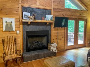 Seasonal propane fireplace in living room