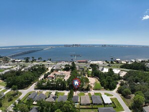 Aerial View and of the Airbnb and Navarre Beach!