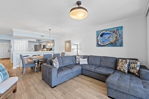 Gulf Front Living Area with Sleeper Sectional