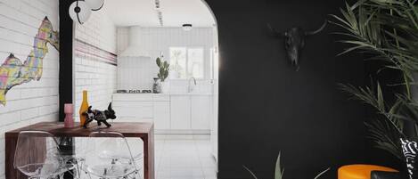 Open-concept of the dining area, in between the kitchen and living area