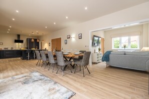 Ground floor: At the far end of the open-plan living area is the snug