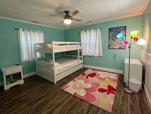 Full over full size bunk beds with twin trundle