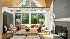 Main Floor - Living Area With Wood Burning Fireplace