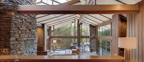 Open kitchen area overlooking living area.