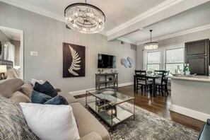 Entertaining options. Kick back and watch your favorite show on the Smart TV!