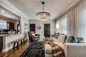 Relax on the comfy sofa or leather recliner.
