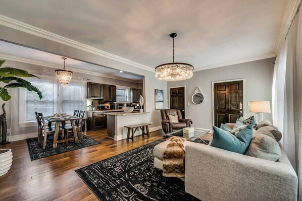 A comfortable living room blending modern elegance for the perfect space to relax and unwind.