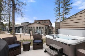 Private patio with hot tub