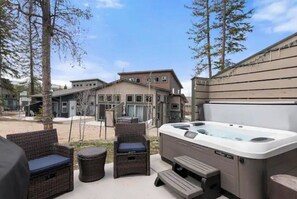 Private patio with hot tub