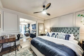 Experience the best night’s sleep on our King-sized bed with  luxurious Egyptian cotton linens.