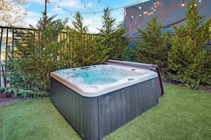 A secluded hot tub, perfect for relaxing on those cool Texas nights.