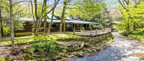 One of Maggie Valley's premier river front homes