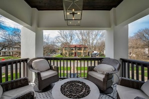 Balcony with outdoor fire pit