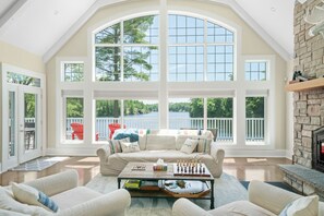 Living room w/ lake views