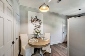 Enjoy your morning coffee from the Nespresso machine at your dining table.