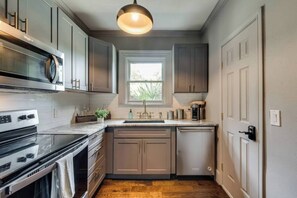The kitchen is fully equipped with upgraded appliances, ensuring a seamless and enjoyable cooking experience during your stay. Complimentary Nespresso sleeve upon arrival. 