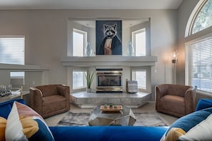 Sit and relax around the fire, under the prudent eyes of Rascal Racoon