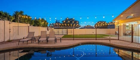 Enjoy a well lit pool with plenty of space to soak up the sun, or let your worries drift away