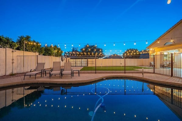 Enjoy a well lit pool with plenty of space to soak up the sun, or let your worries drift away