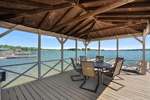 Covered dock seating options.