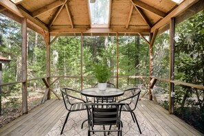 Hang out in the screened-in porch