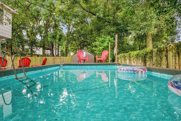 Our pool and backyard