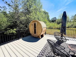 Now featuring a Brand New SISU Barrel Sauna - We encourage all guests to experience a truly immersive relaxing experience here at The Green Creek Shipyard.