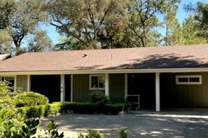 Our ranch style home has ample parking with covered parking for 2 vehicles.