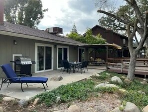 Our spacious backyard hosts BBQs and quiet gatherings after a day at the Park