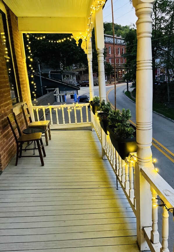 Private porch overlooking Main Street.  Excellent atmosphere.  Pure magic.