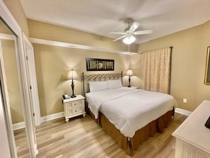 King size bed in the master bedroom.