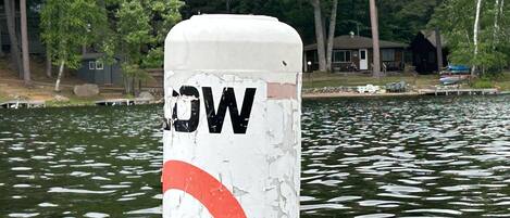 Private dock next to cabin in slow no wake zone.  