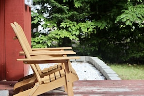 Relax on the front porch Adirondack chairs.