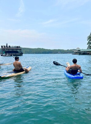 Complementary kayaks and paddleboards for your enjoyment!