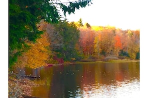 Fall foliage around Santa Claus Lake.