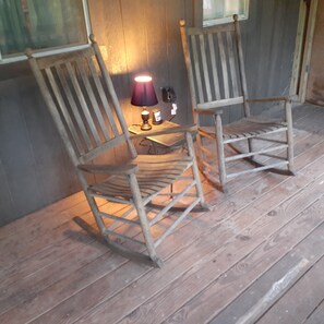 Rocking chair time on the screened porch.