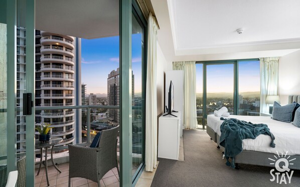 Living area and a bedroom is right next to the balcony 
