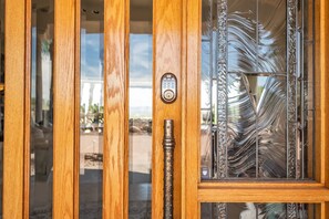 front door with smart lock
