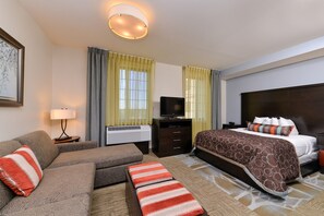 Relax on the comfy bed after a day outside.