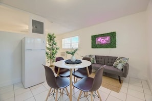 This is another angle of the dining/sitting area.